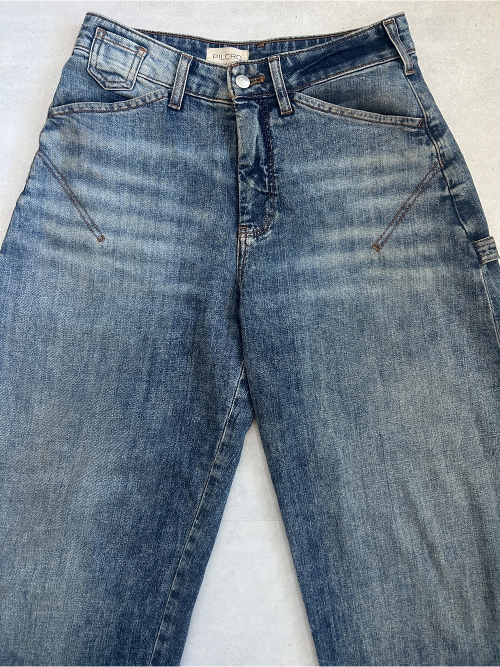 Anthropologie Pilcro Kayden Carpenter Barrel Jeans -  Size 26P | Blue Sands Wash - Picture 8 of 16